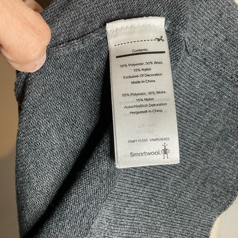 Smartwool Grey Round Neck Split Hem Pullover Knit… - image 5